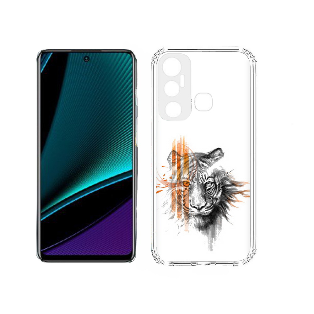 

Чехол MyPads Tocco для Infinix Hot 11s огненный тигр, Прозрачный, Tocco