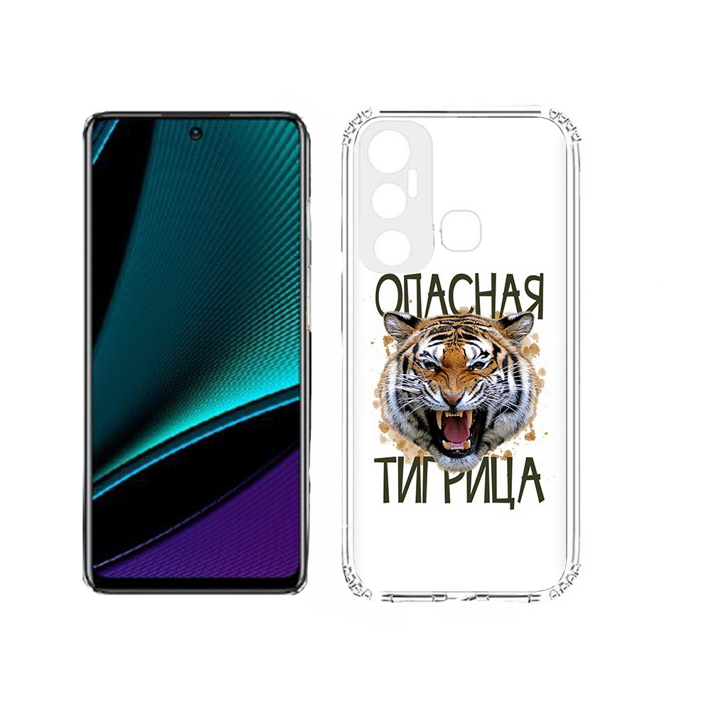 

Чехол MyPads Tocco для Infinix Hot 11s опасная тигрица, Прозрачный, Tocco