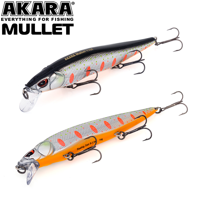 

Воблер Akara Mullet 110F 14 гр 1/2 oz 4,3 in A110, Разноцветный, Mullet
