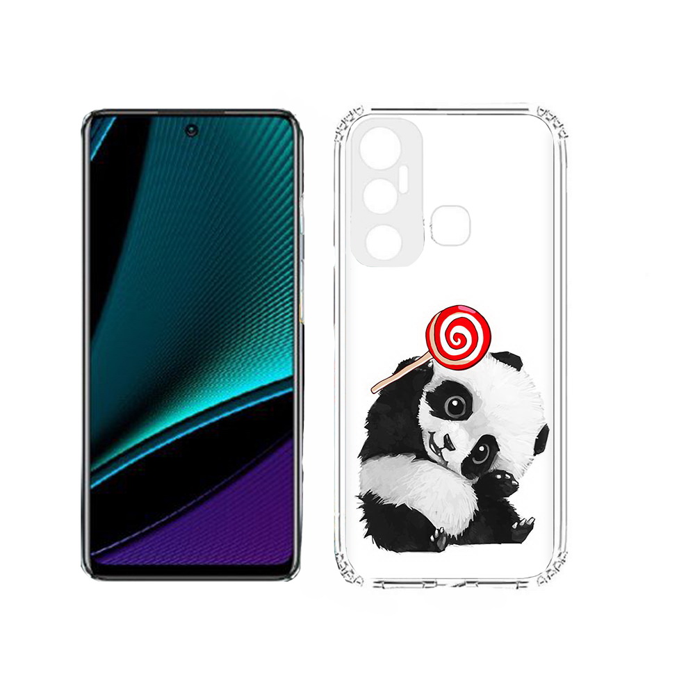 

Чехол MyPads Tocco для Infinix Hot 11s панда с леденцом, Прозрачный, Tocco