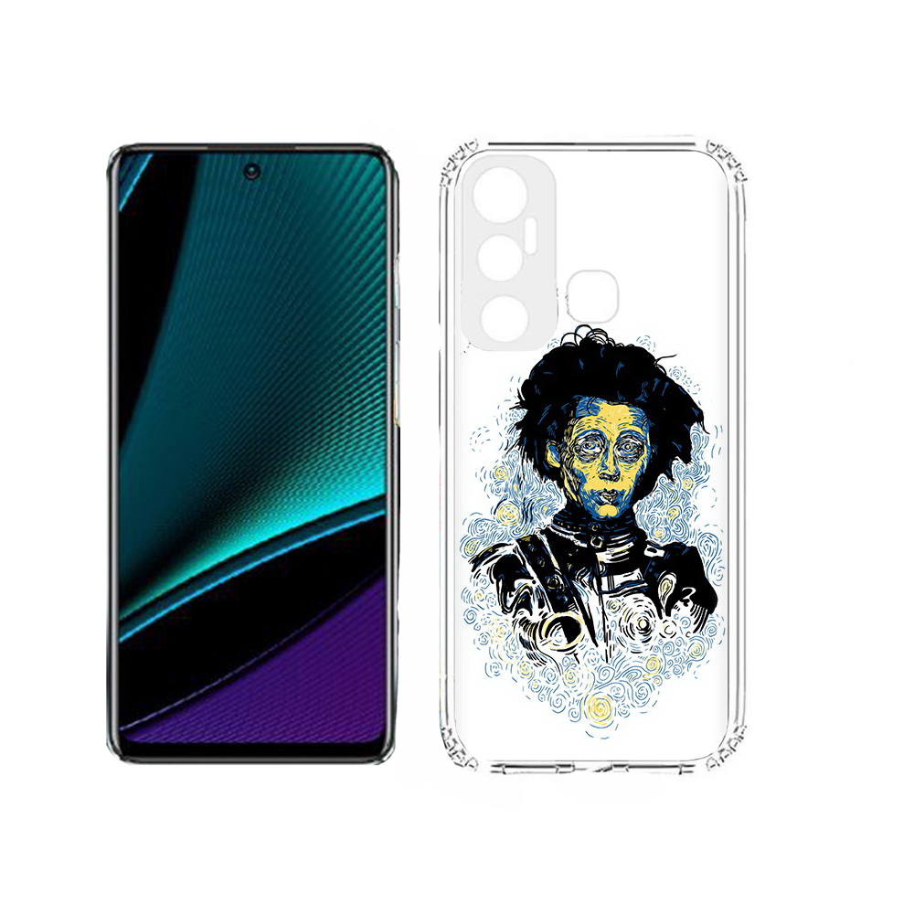 Чехол MyPads Tocco для Infinix Hot 11s парень черно-белый абстракция