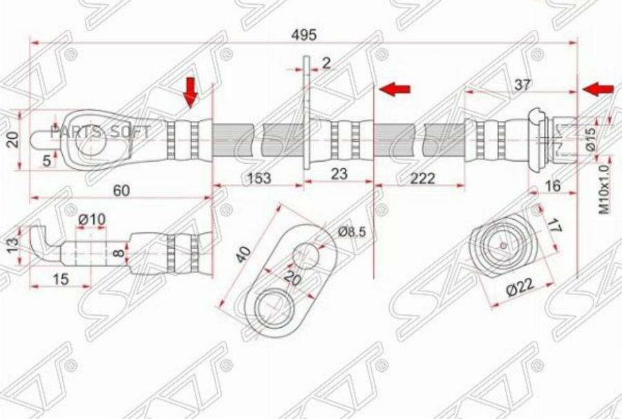 

Шланг Тормозной Передний (Таиланд) Toyota Camry/Lexus Es240/350 06- Rh SAT ST9094702F58