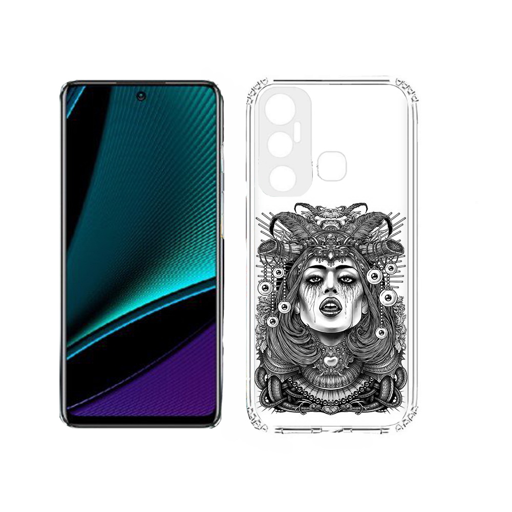 

Чехол MyPads Tocco для Infinix Hot 11s портрет девушки черно белый, Прозрачный, Tocco