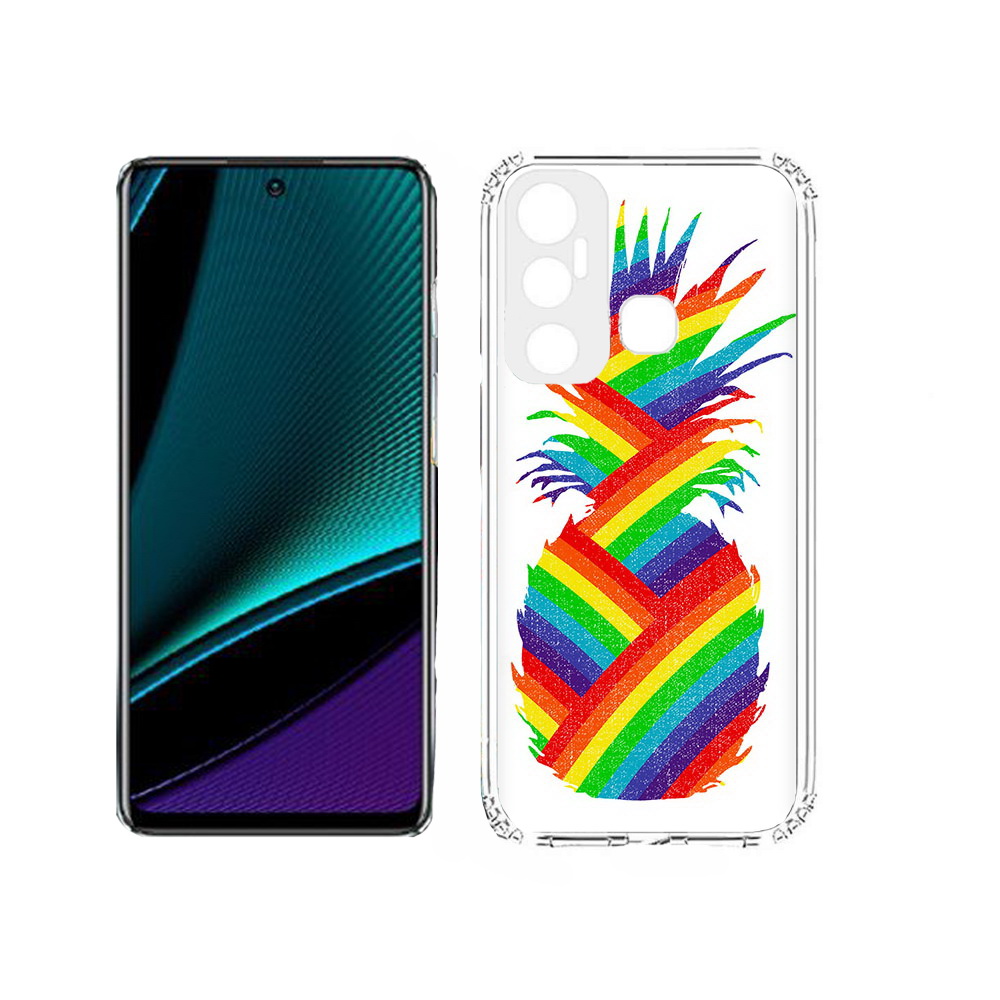

Чехол MyPads Tocco для Infinix Hot 11s радужный ананас, Прозрачный, Tocco