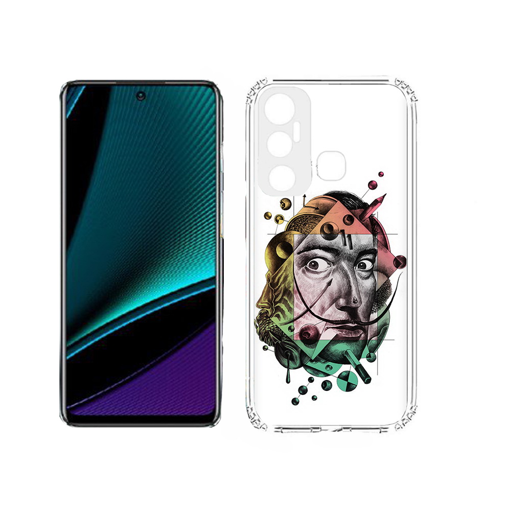 

Чехол MyPads Tocco для Infinix Hot 11s разноцветное лицо абстракция, Прозрачный, Tocco