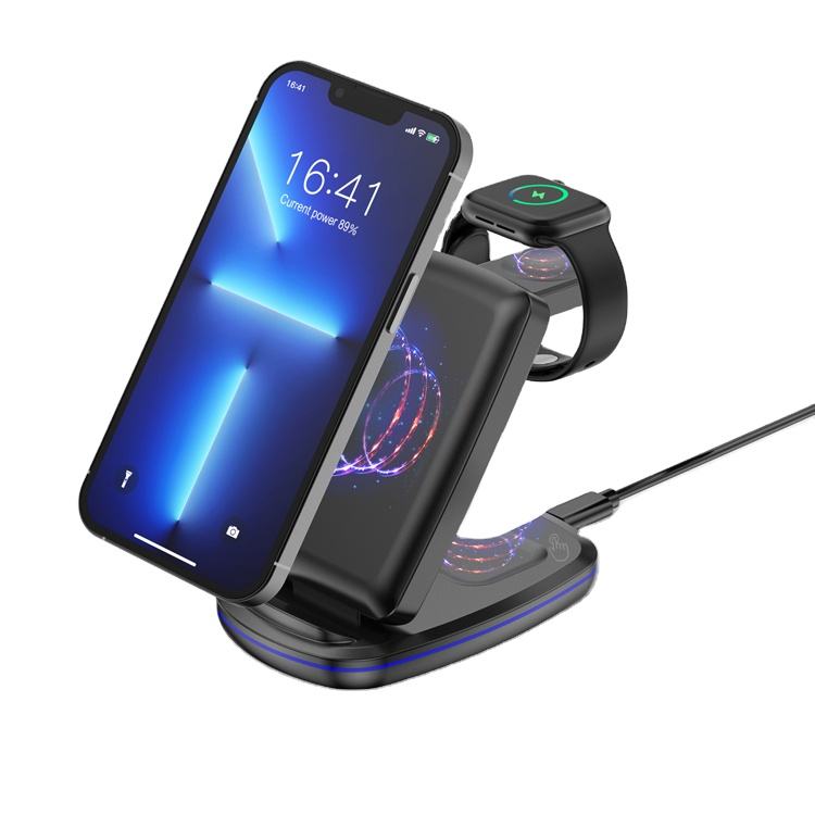 фото Беспроводная зарядка milliant one wireless charger 15w 3в1, черный