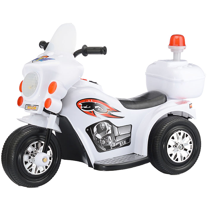 Детский электромотоцикл ROCKET«Мотоцикл шерифа» ,1 мотор 20 ВТ, белый электромотоцикл pituso hlx2018 2 white белый музыка свет