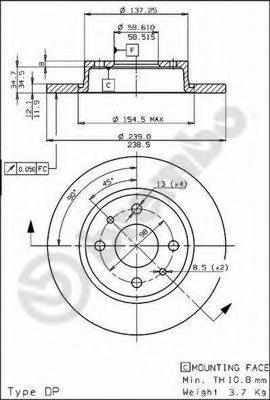

Тормозной диск brembo передний для Lada Samara 19986-, Samara Forma 1989- 08.5211.10