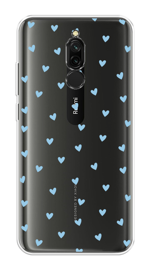 

Чехол на Xiaomi Redmi 8 "Голубые сердечки паттерн", Голубой;прозрачный, 37150-1