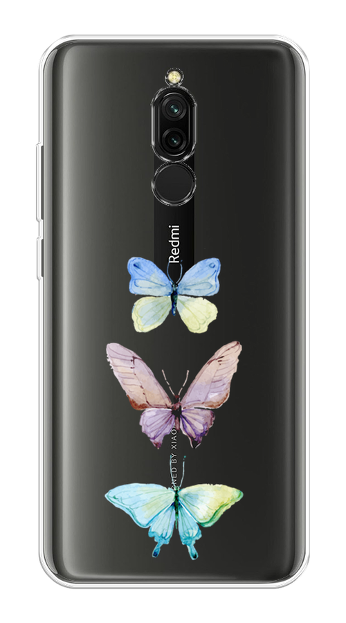 

Чехол на Xiaomi Redmi 8 "Акварельные бабочки", Бирюзовый;розовый, 37150-1