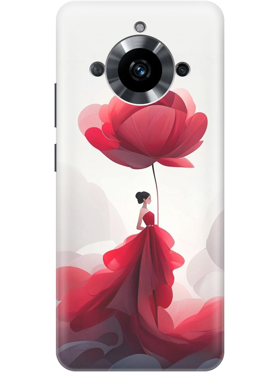

Силиконовый чехол на Realme 11 с рисунком "Цветочная девушка в красном", Белый;красный, 20000085