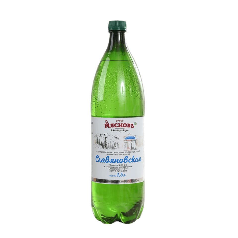 

Вода минеральная МясновЪ БУФЕТ Славяновская газированная лечебно-столовая 1,5 л