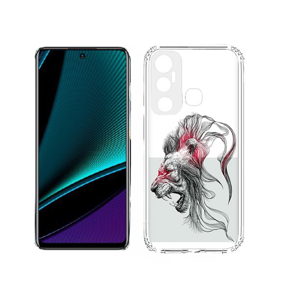 

Чехол MyPads Tocco для Infinix Hot 11s разъяренный лев, Прозрачный, Tocco