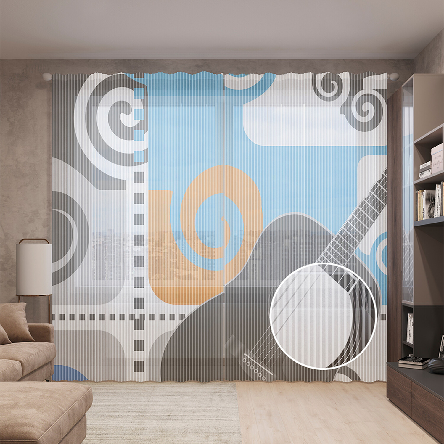 

Тюль вуаль на шторной ленте с принтом JoyArty "Гитара в стиле арт", 310х265 см, Гитара в стиле арт