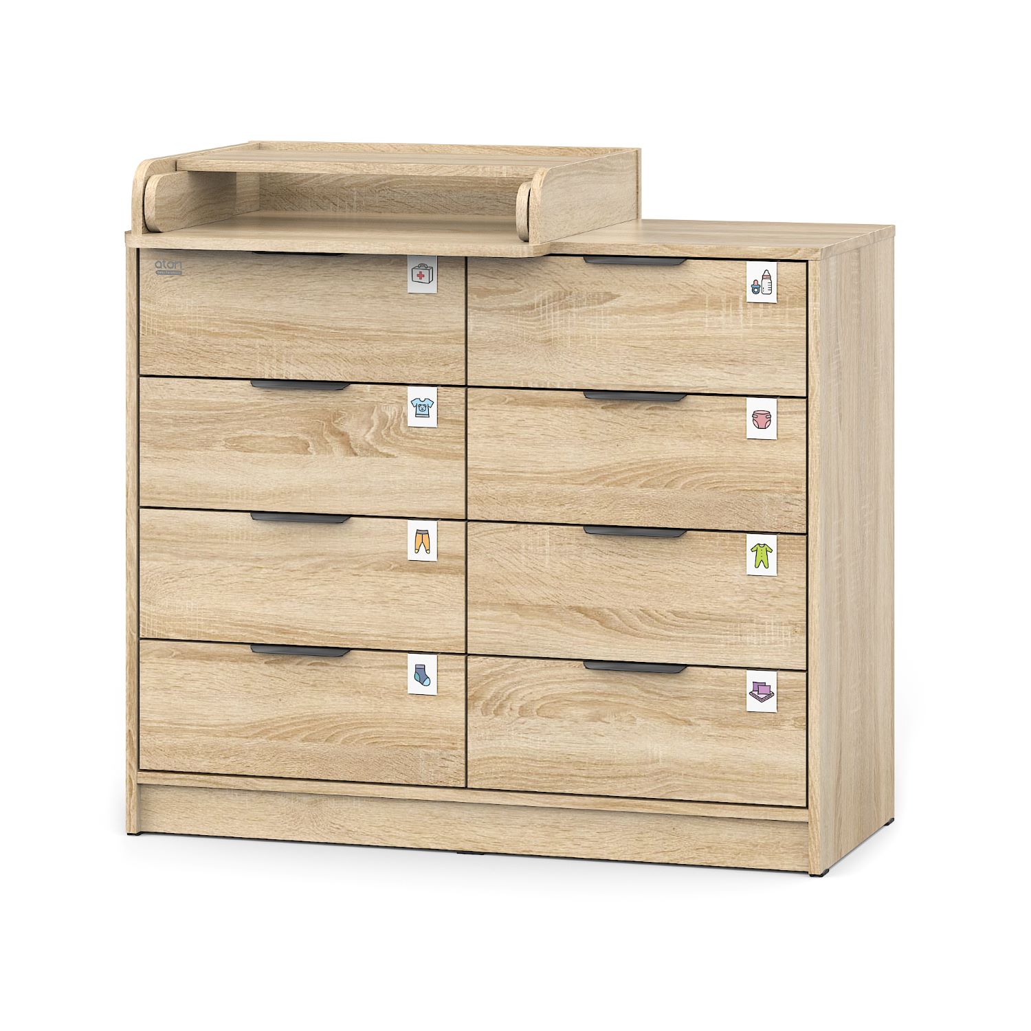 Комод пеленальный Aton Zeus 100 см 8 ящиков Дуб сонома-Дуб сонома