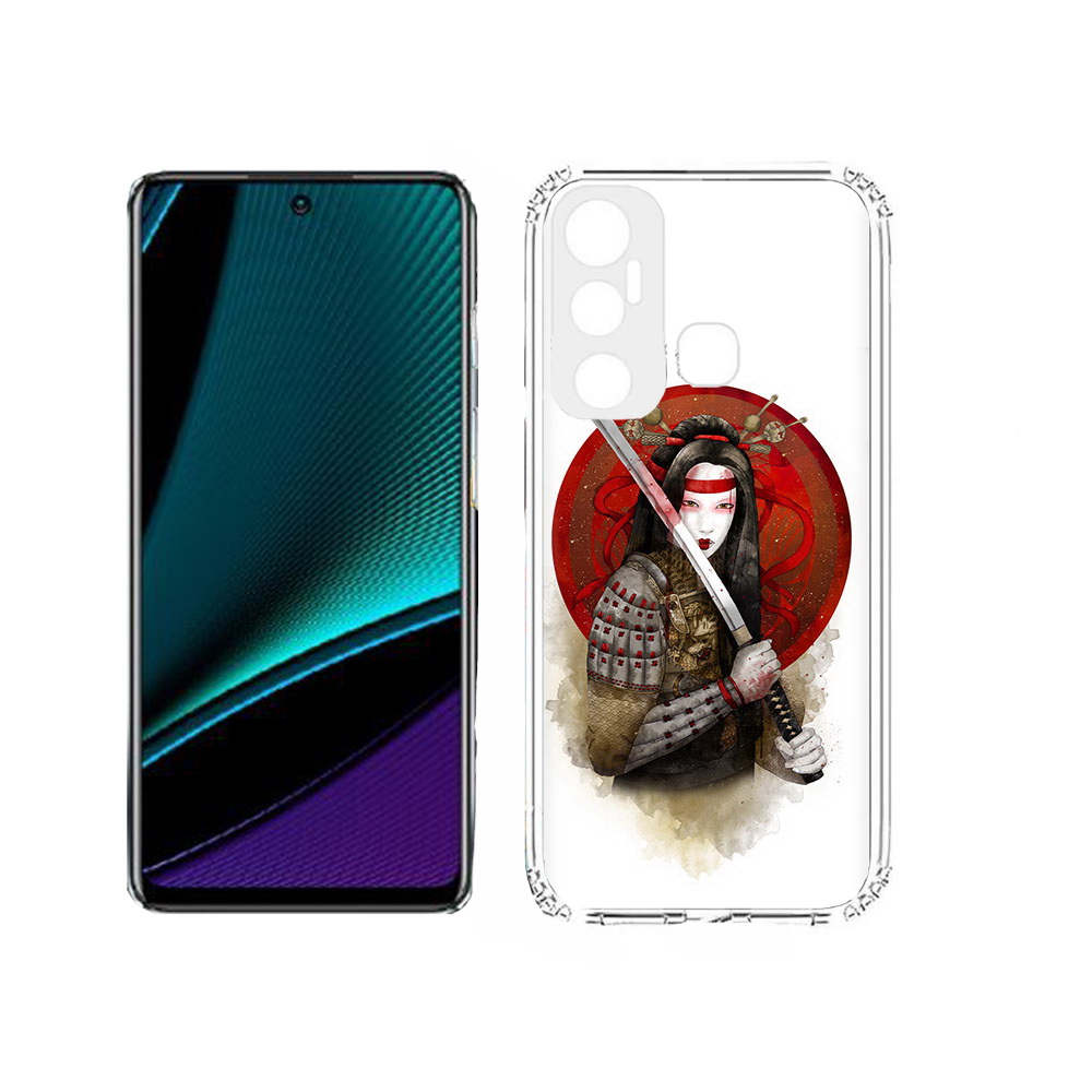 

Чехол MyPads Tocco для Infinix Hot 11s рисованная девушка с катаной, Прозрачный, Tocco