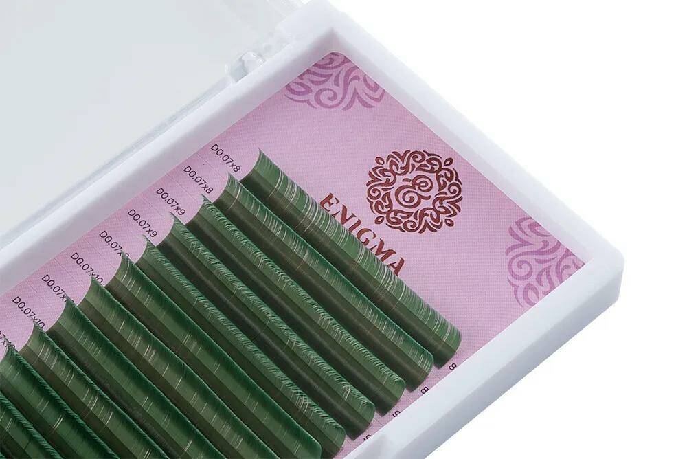 

Ресницы Enigma цветные мини 0,10 D 8-13 мм Green 6 линий, Зеленый
