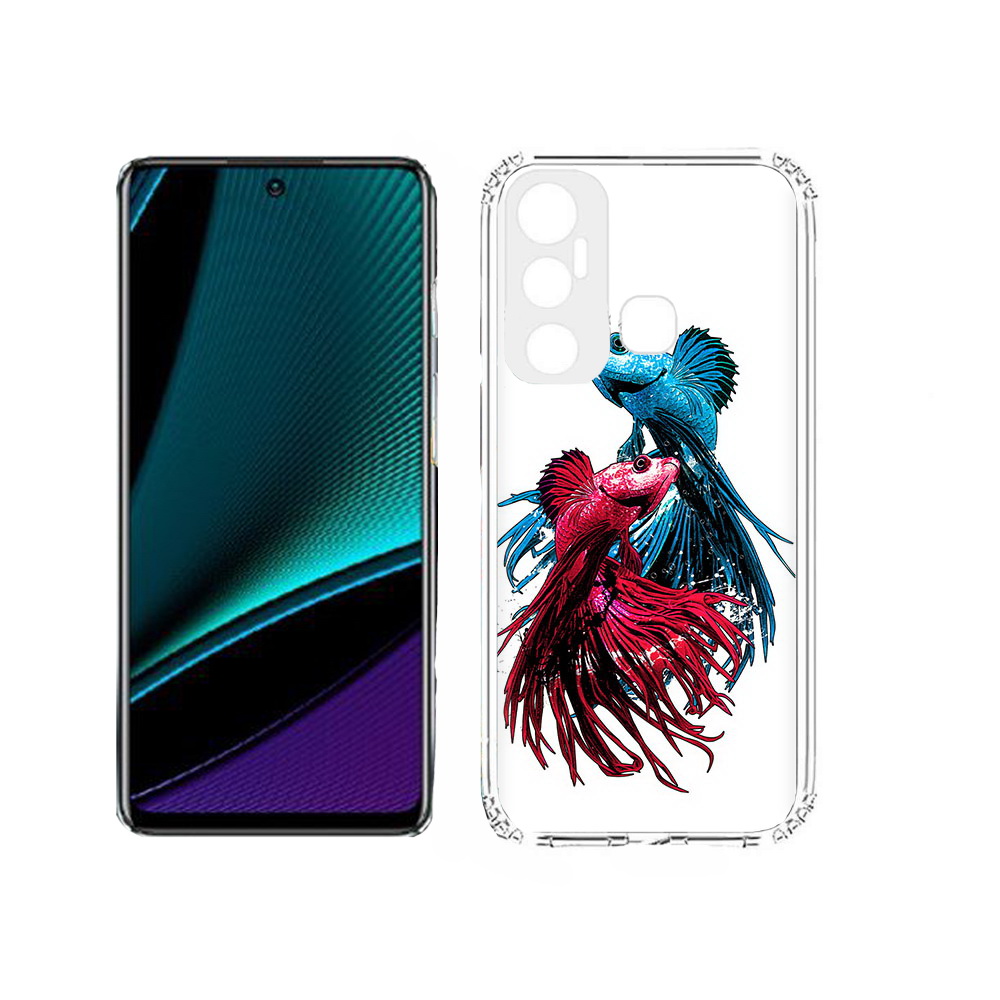 

Чехол MyPads Tocco для Infinix Hot 11s рыбы петушки, Прозрачный, Tocco