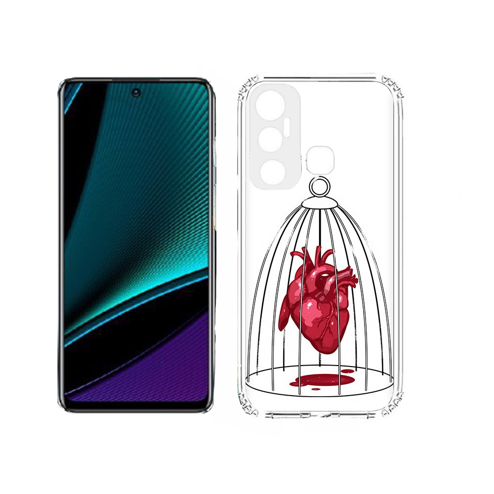 

Чехол MyPads Tocco для Infinix Hot 11s сердце в клетке, Прозрачный, Tocco