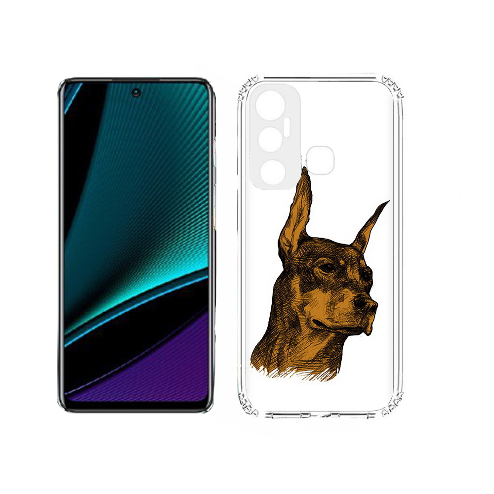 

Чехол MyPads Tocco для Infinix Hot 11s скетч доберман, Прозрачный, Tocco