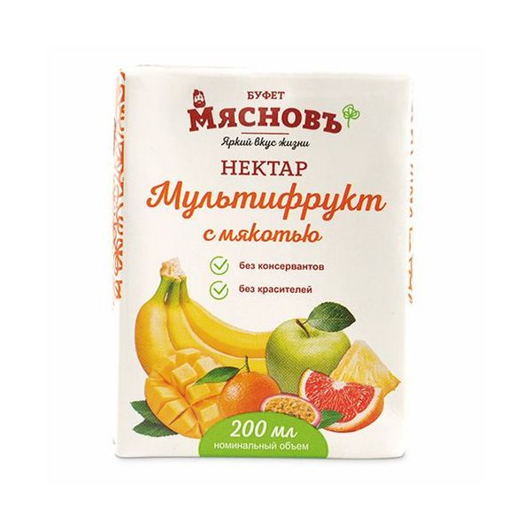 

Нектар МясновЪ БУФЕТ мультифруктовый с мякотью 0,2 л