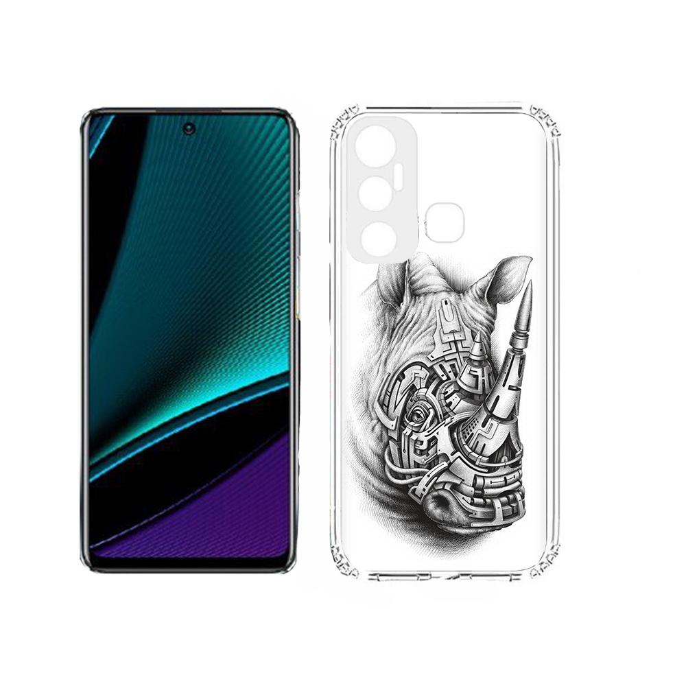 

Чехол MyPads Tocco для Infinix Hot 11s стальной носорог, Прозрачный, Tocco