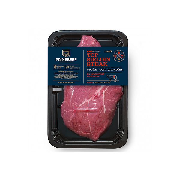 

Стейк из мраморной говядины Primebeef Топ-Сирлойн охлажденный +-700 г