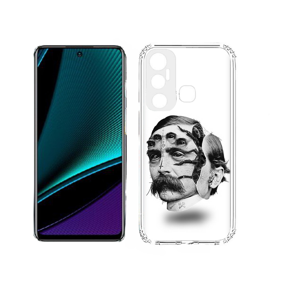 

Чехол MyPads Tocco для Infinix Hot 11s страшное лицо мужчины, Прозрачный, Tocco