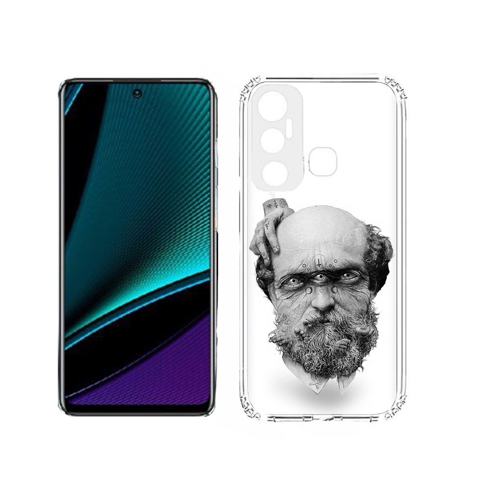 

Чехол MyPads Tocco для Infinix Hot 11s страшный бородатый мужчина абстракция, Прозрачный, Tocco