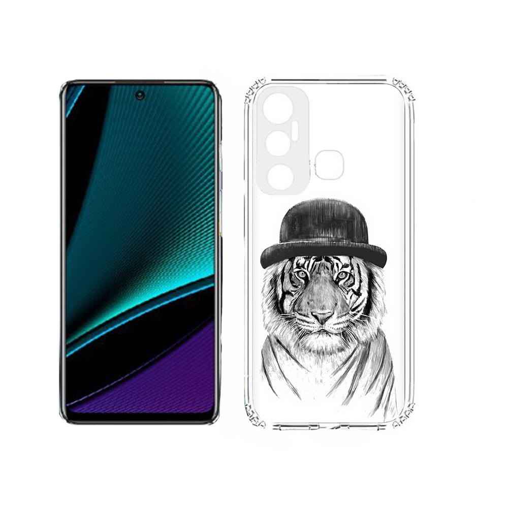 

Чехол MyPads Tocco для Infinix Hot 11s тигр британец, Прозрачный, Tocco