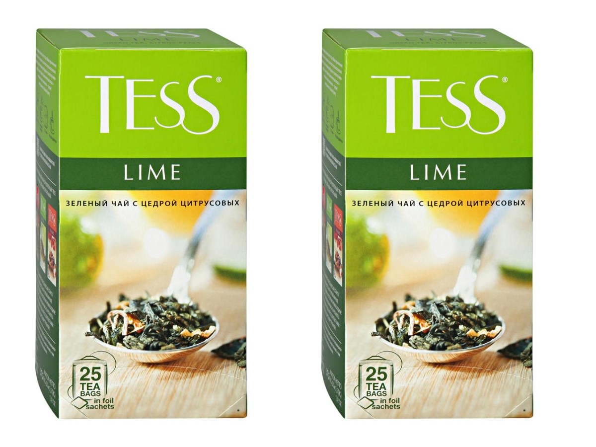 Чай TESS зеленый, лайм, 25 пакетиков х 2 шт