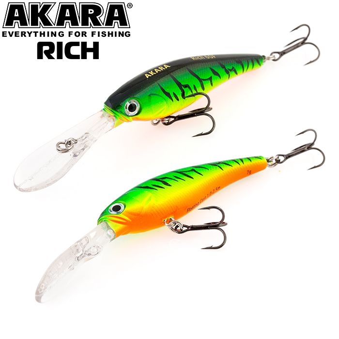 

Воблер Akara Rich 60F 7,0 гр 1/4 oz 2,4 in A68, Разноцветный, Rich