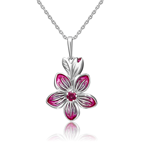 

Кулон из серебра PLATINA jewelry 03-3273-00-204-0200-69, эмаль/гранат, 03-3273-00-204-0200-69