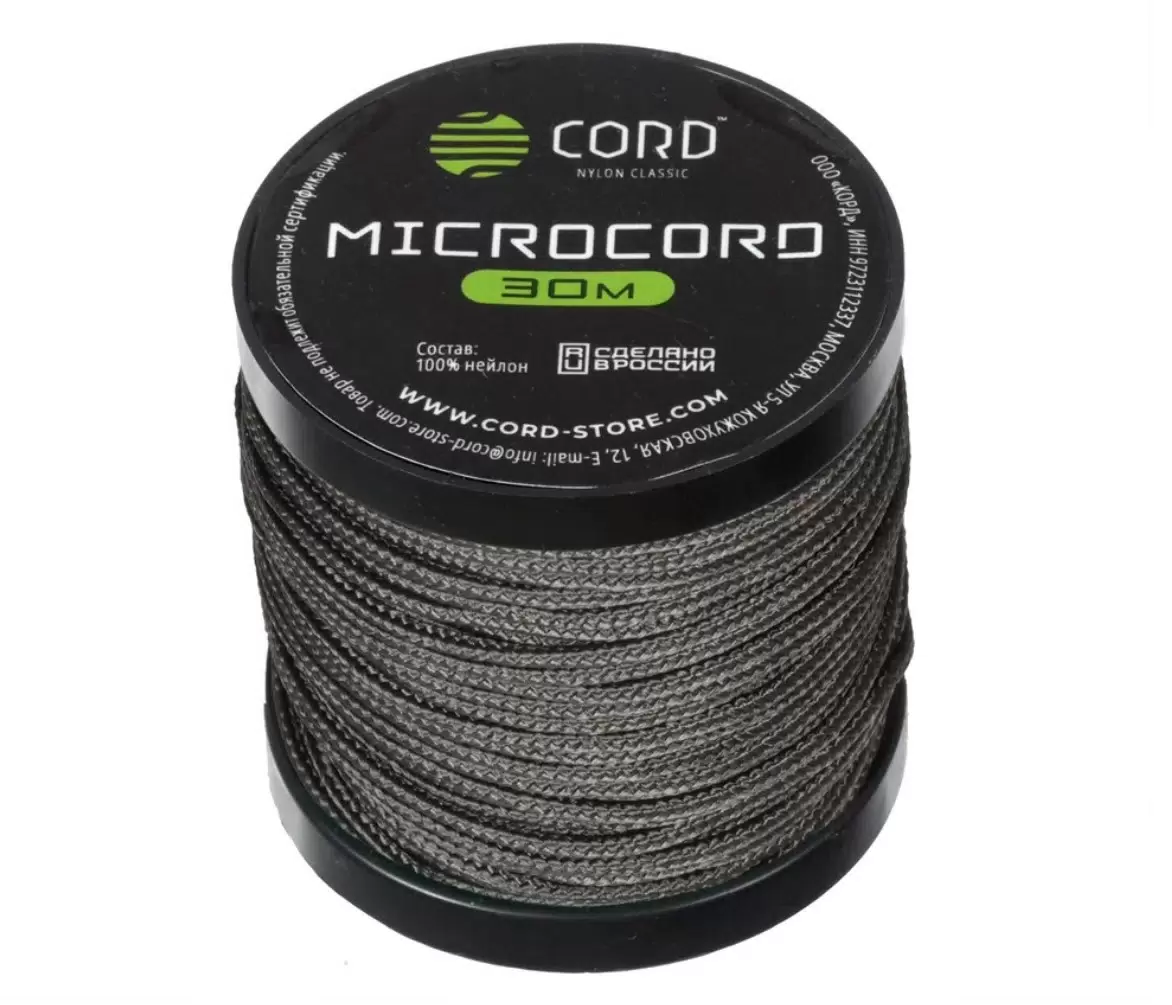 

Микрокорд CORD катушка 30м светоотражающий (graphite), Черный, 30м светоотражающий graphite