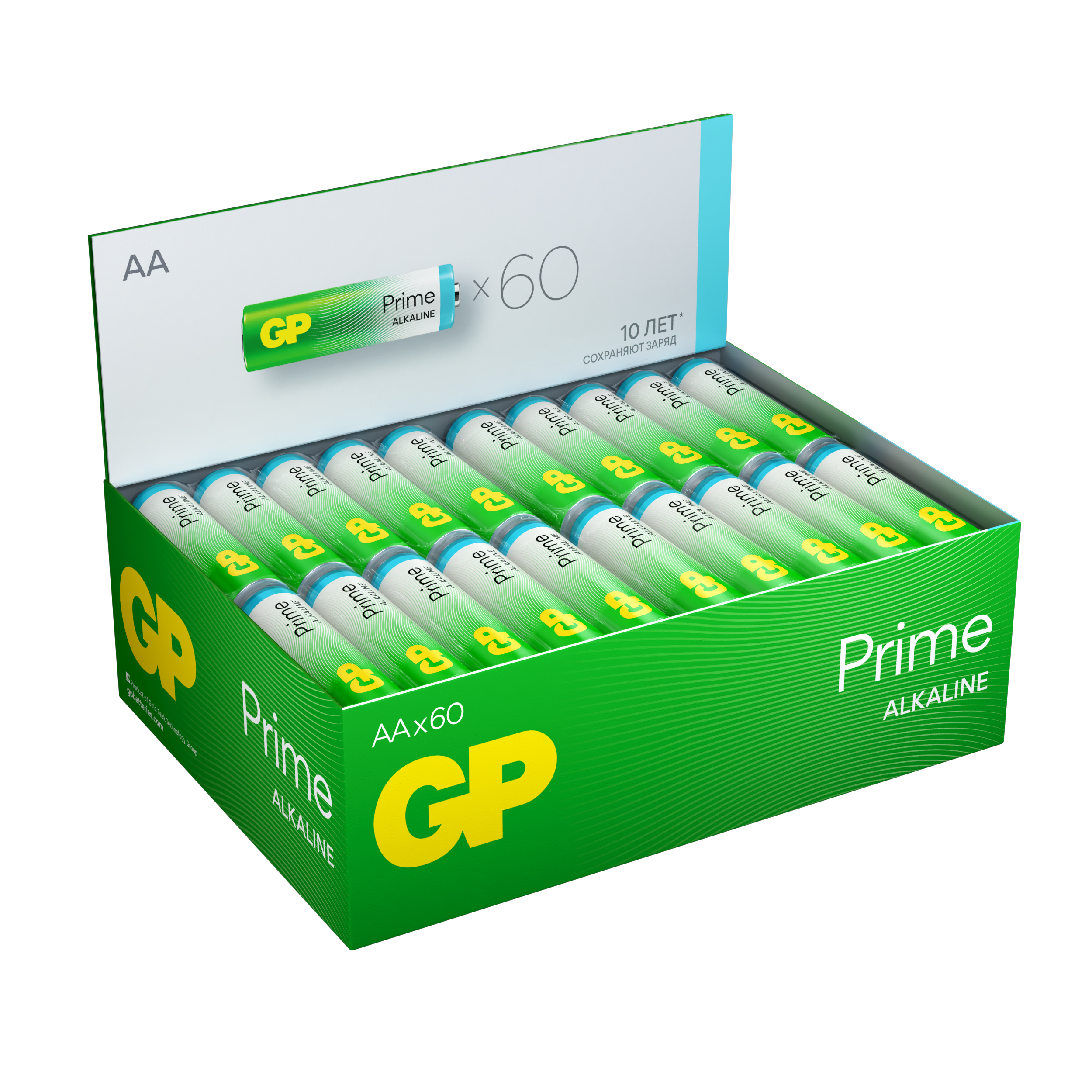 

Батарейки GP АА пальчиковые алкалиновые Prime Alkaline, набор 60 шт, GP 15APA21-2CRECB60 /480