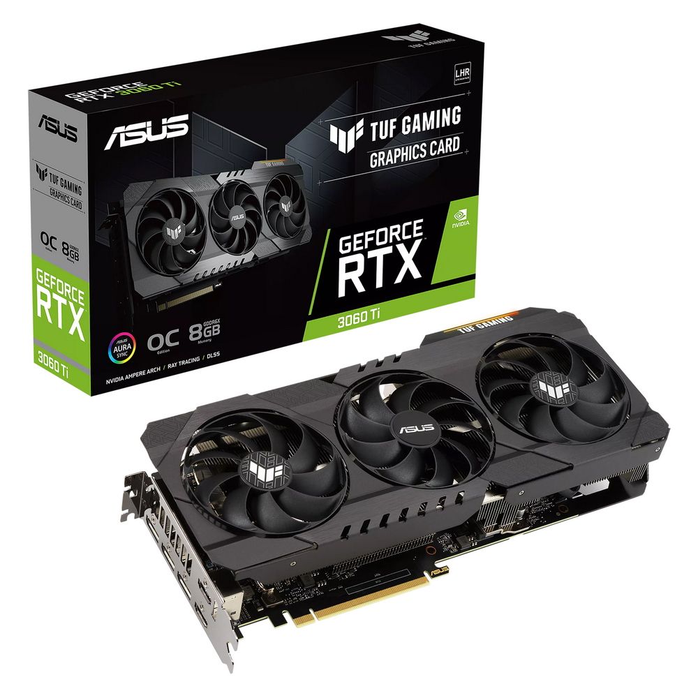 Видеокарта ASUS NVIDIA GeForce RTX 3060 Ti 8Gb (TUF-RTX3060TI-O8GD6X-GAMING)