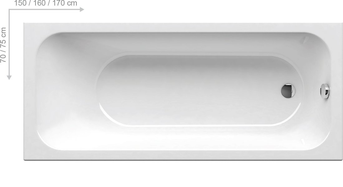 

Ванна акриловая Ravak CHROME 170х75 белая, Белый