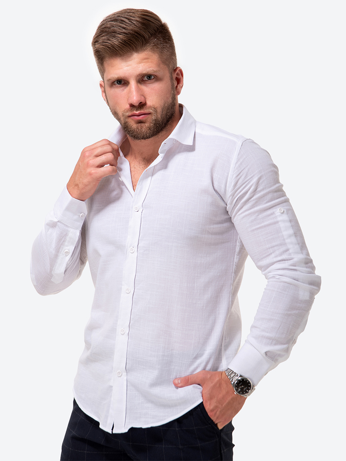 Рубашка мужская HappyFox HFCL1004 белая 52 RU