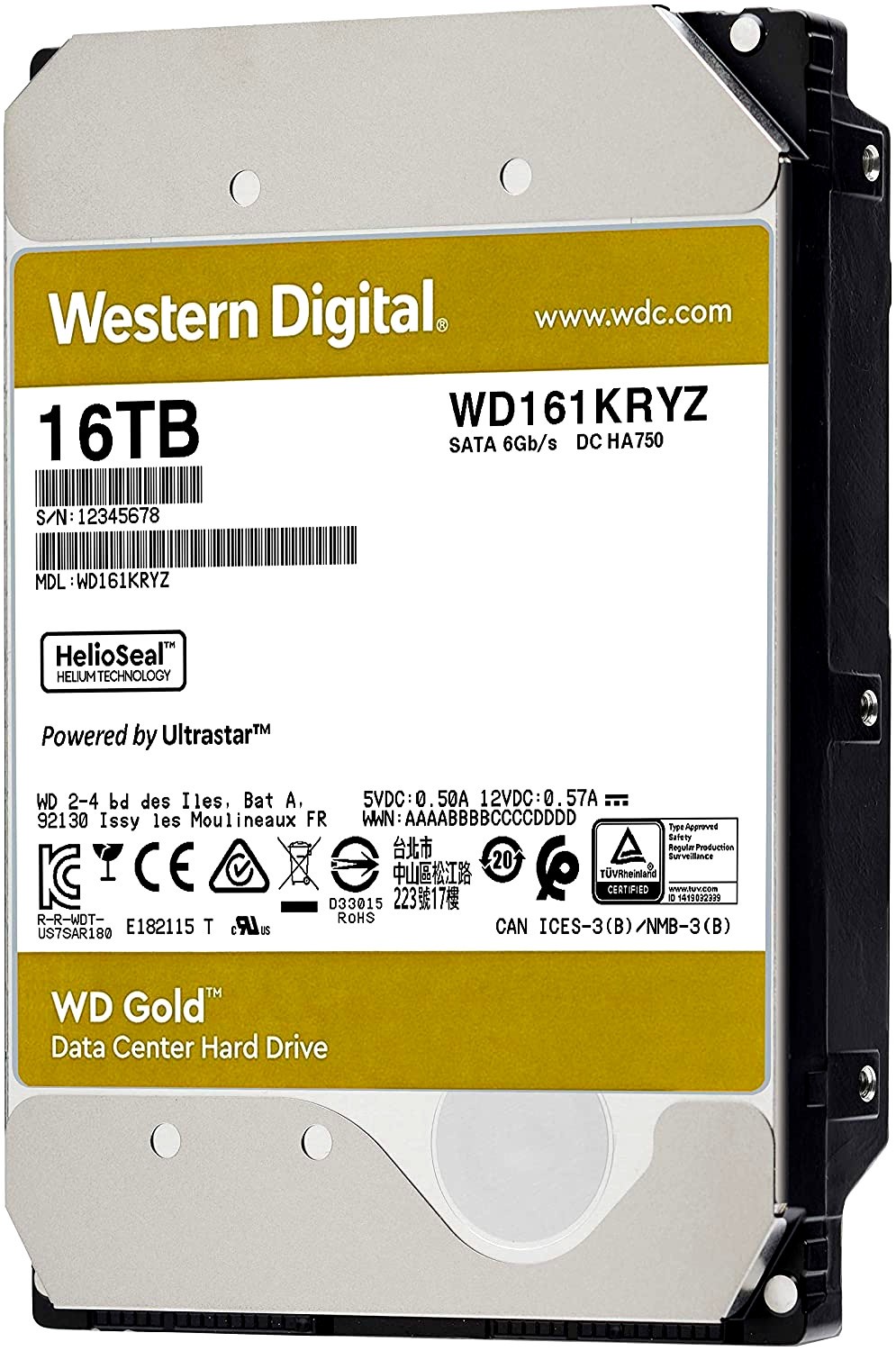 фото Внутренний жесткий диск western digital wd gold 3.5" 16tb (wd161kryz)