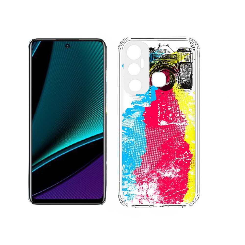 

Чехол MyPads Tocco для Infinix Hot 11s цветной фотоаппарат, Прозрачный, Tocco