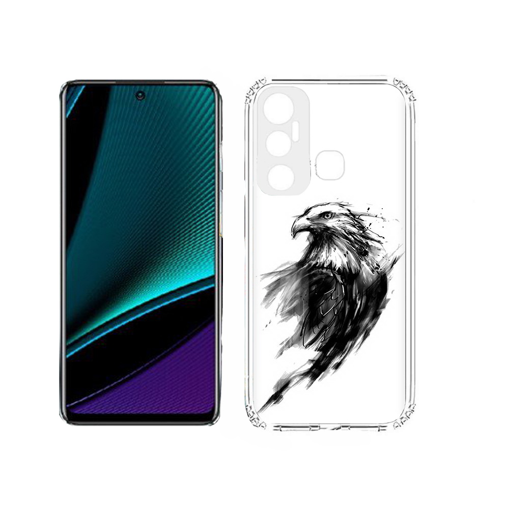 

Чехол MyPads Tocco для Infinix Hot 11s чб птица, Прозрачный, Tocco