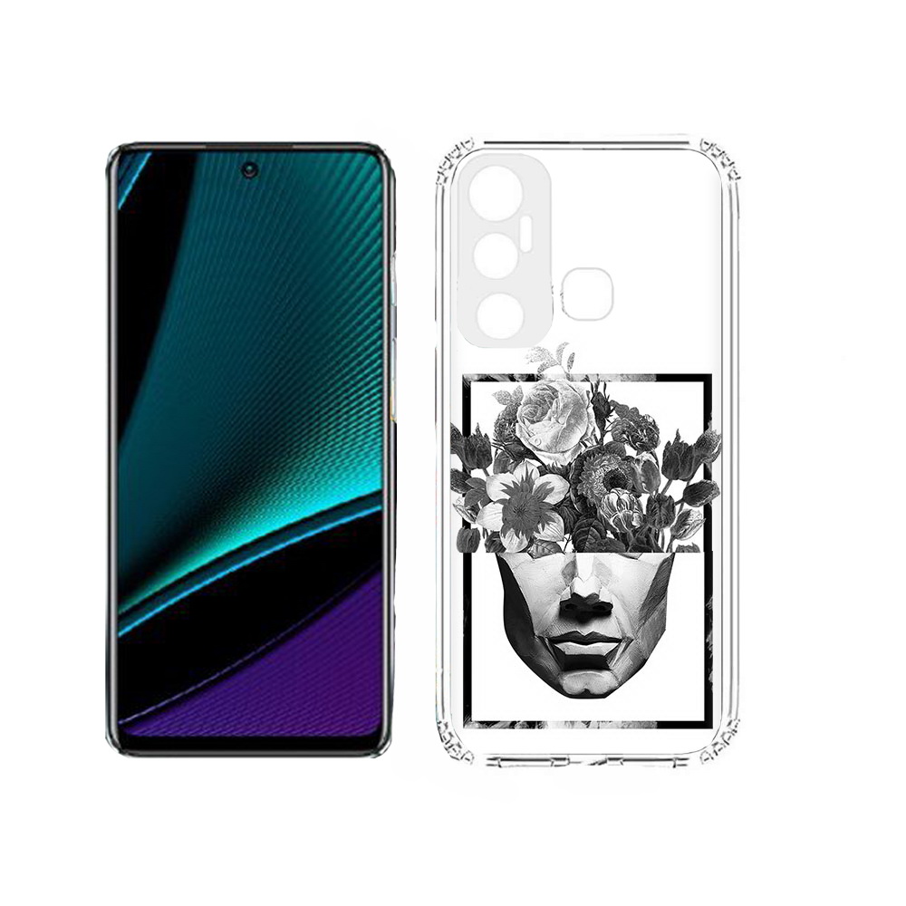 

Чехол MyPads Tocco для Infinix Hot 11s черно белая ваза в абстракции, Прозрачный, Tocco