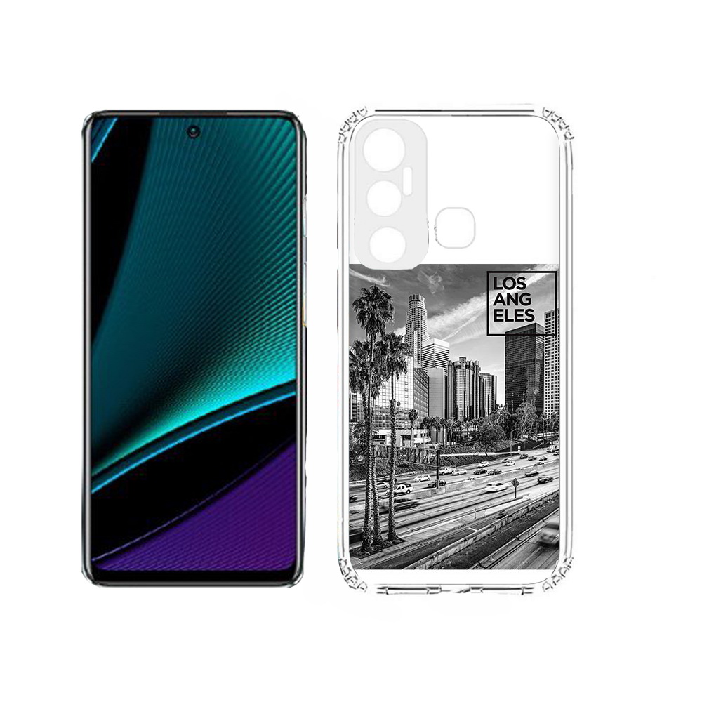 

Чехол MyPads Tocco для Infinix Hot 11s черно белый лос анджелес, Прозрачный, Tocco