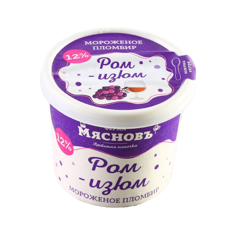 

Мороженое пломбир МясновЪ ФЕРМА молочное ром-изюм 75 г