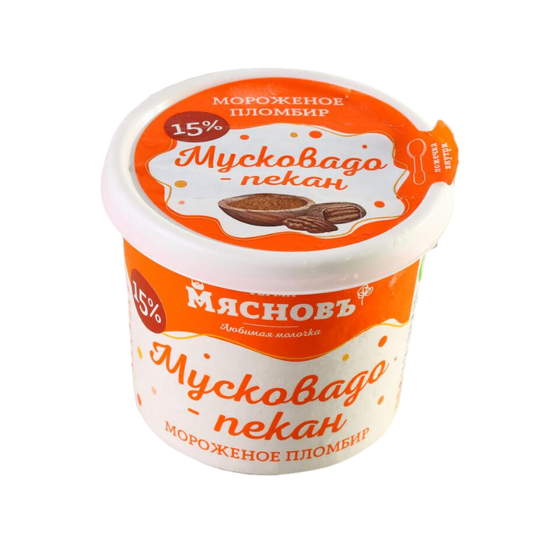 Мороженое пломбир МясновЪ ФЕРМА молочное мусковадо-пекан 75 г