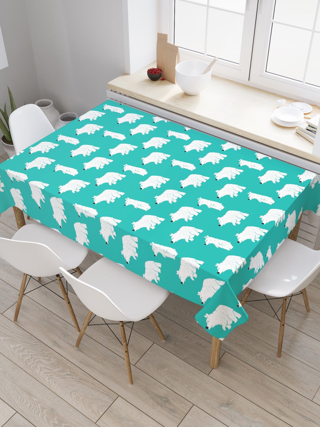 

Скатерть прямоугольная JoyArty "Полярные медведи" из сатена, 180x145 см, Зеленый, Полярные медведи