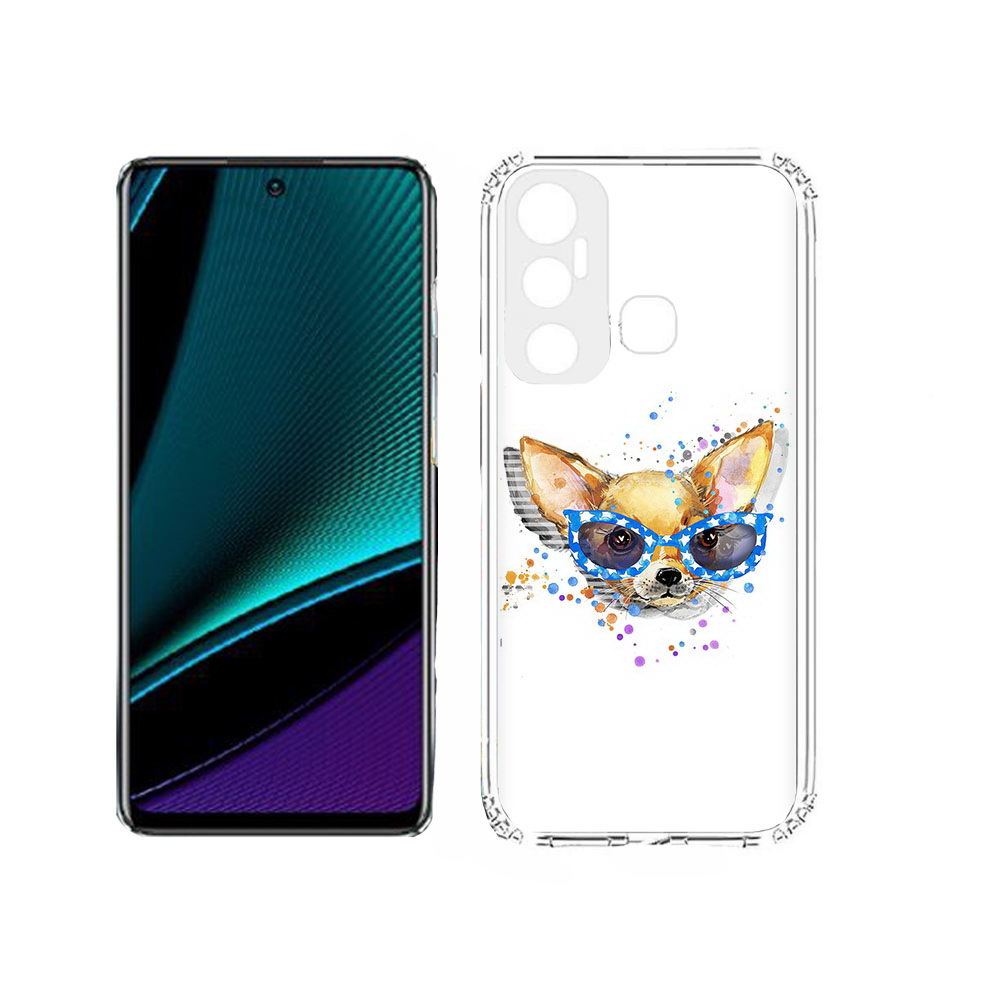 

Чехол MyPads Tocco для Infinix Hot 11s чихуа-хуа в очках, Прозрачный, Tocco
