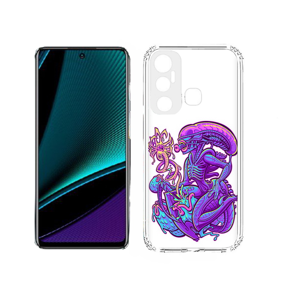 

Чехол MyPads Tocco для Infinix Hot 11s чужой фиолетовый цвет, Прозрачный, Tocco