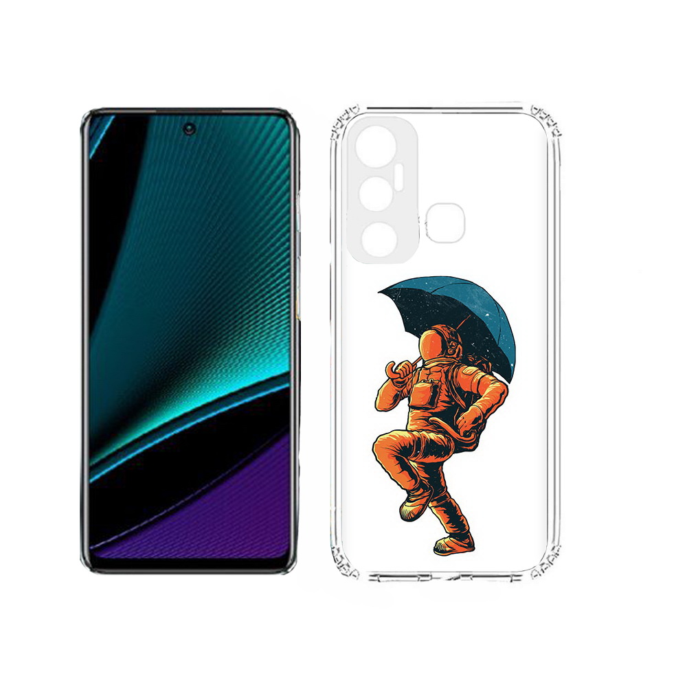 

Чехол MyPads Tocco для Infinix Hot 11s шагающий космонавт с зонтом, Прозрачный, Tocco