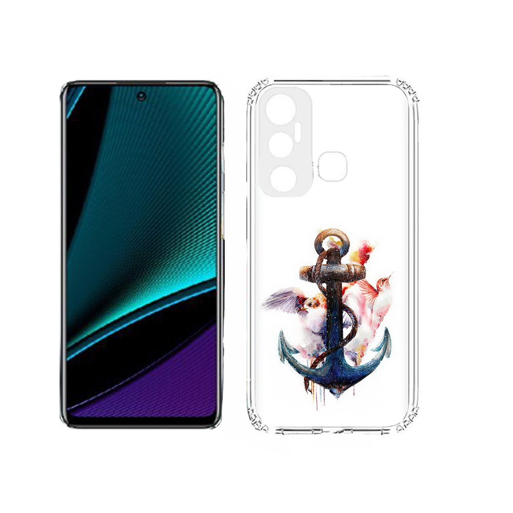 

Чехол MyPads Tocco для Infinix Hot 11s якорь с птицами, Прозрачный, Tocco